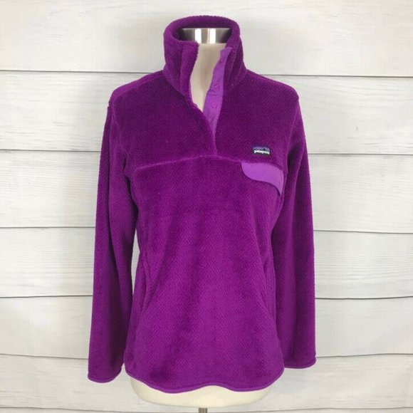 Patagonia Sweaters - Patagonia Women's M Re Tool Snap T Pullover Fuchsia Pink Fleece Sweater Pockets
